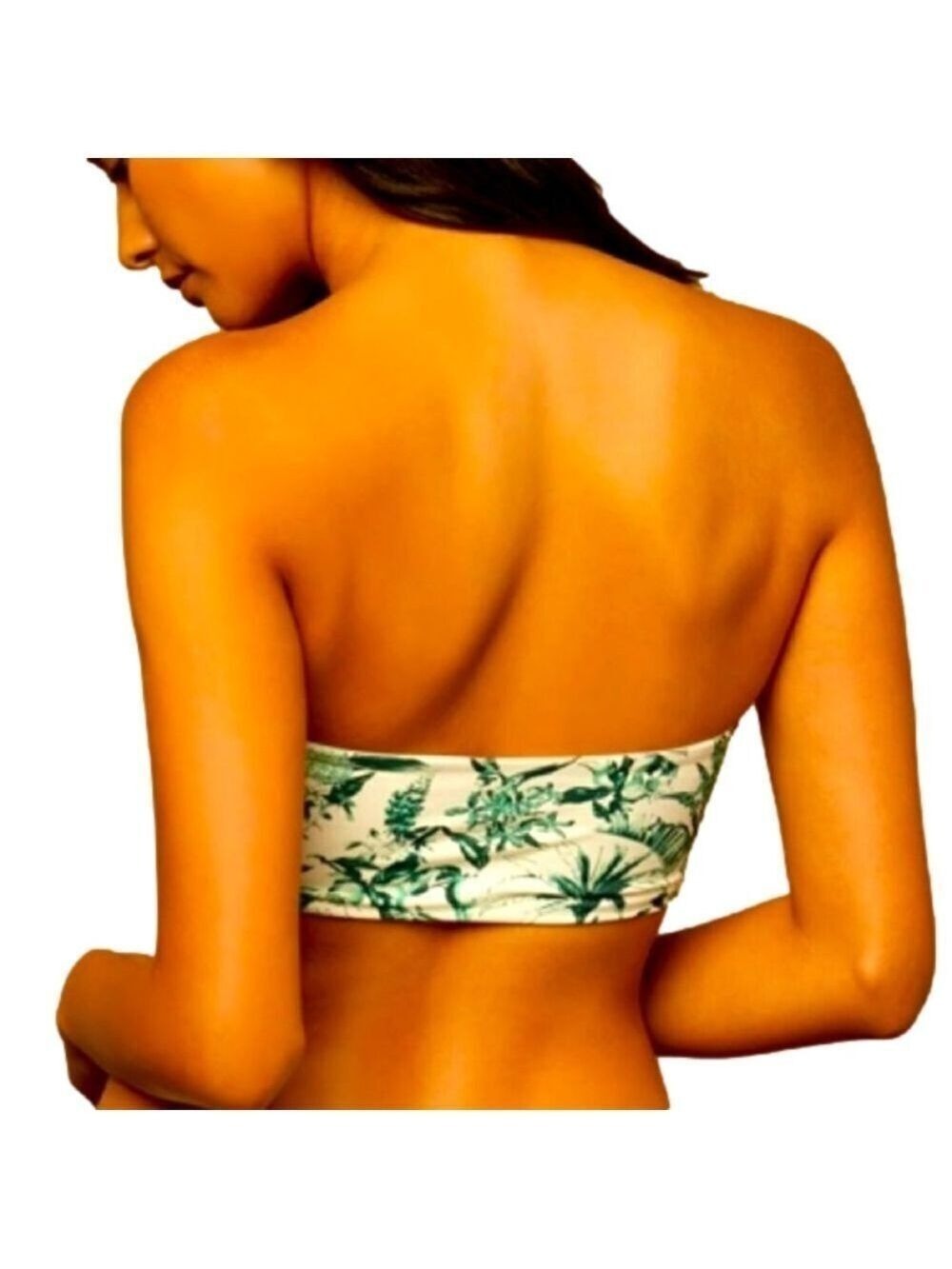 NWT Onia Lara Bikini Top Forest Green Multi Bandeau - Picture 2 of 5